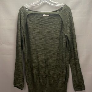 Sarah Pacini merino wool keyhole dark green knit long sleeve dark academia
